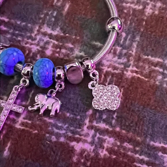 Nicole Silver Bracelet with Blue and Red Charms - Picture 3 of 3
